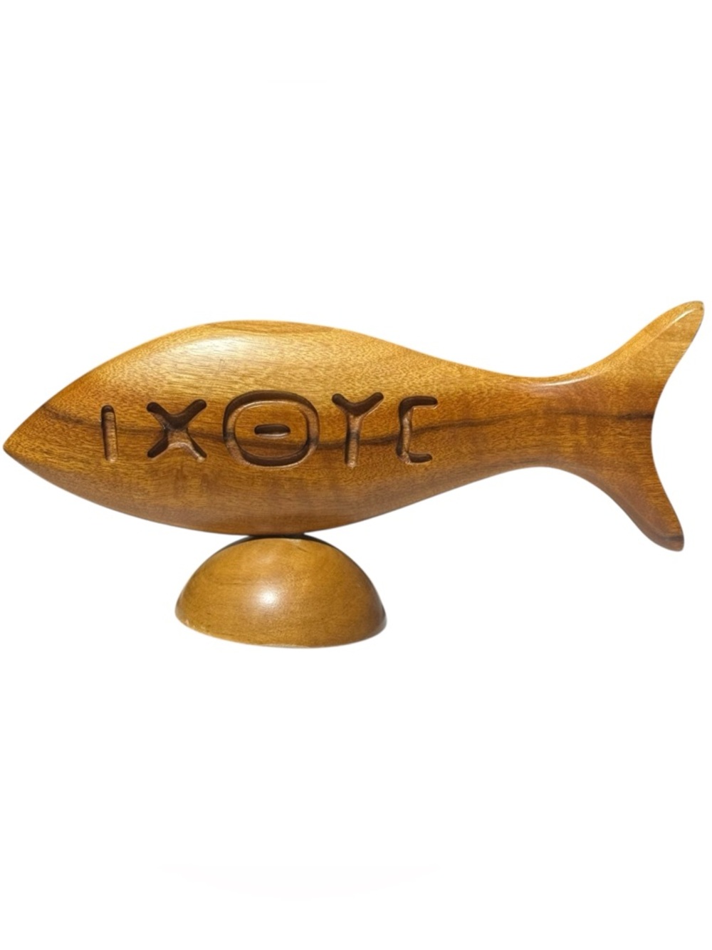 Vintage Hand Carved Myrtle Wood
Religious Ichthus Fish IXOYE